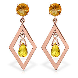 2.4 CTW 14K Solid Rose Gold Citrine Dangling Earrings