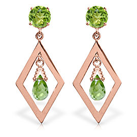 2.4 CTW 14K Solid Rose Gold Peridot Dangling Earrings