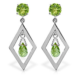 2.4 CTW 14K Solid White Gold At The Pier Peridot Earrings