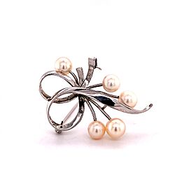 Mikimoto Estate Akoya Pearl Brooch Sterling Silver 6.60 mm 5.2 Grams