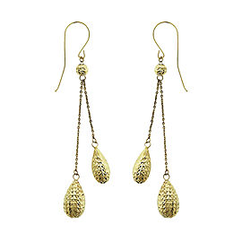 14k Yellow Gold Double Tear Drop Dangle Earrings