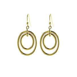 14k Yellow Gold Double Oval Drop Earrings