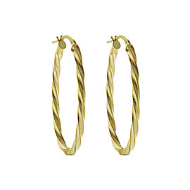 14k Yellow Gold Twist Oval Hoop Earrings