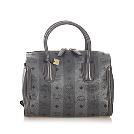 MCM Visetos Leather Boston Bag