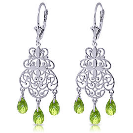 3.75 CTW 14K Solid White Gold Breakfast Beloved Peridot Earrings