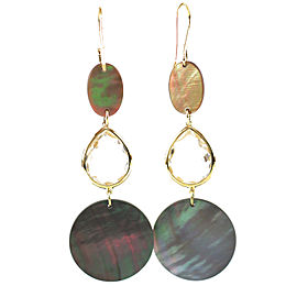 Ippolita 18K Yellow Gold with Clear Quartz and Black Shell Portofino Drop Earrings