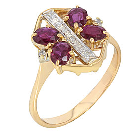 14K Yellow Gold Ruby, Diamond Ring