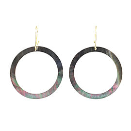 Ippolita 18K Yellow Gold with Black Shell Slice Open Circle Drop Hook Earrings