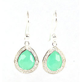 Ippolita 925 Sterling Silver with Chrysoprase and 0.26ctw Diamond Small Stella Teardrop Earrings