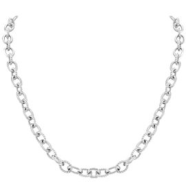 Judith Ripka 925 Sterling Silver Textured & Polished Links Necklace