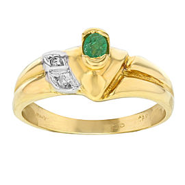 Saya 18K Yellow Gold with 0.02ct Diamonds and Emerald Ring Size 7.5