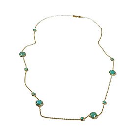 Ippolita 18K Yellow Gold with Turquoise and Rutilated Quartz Station Chain Necklace