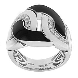 Salvini 18K White Gold & Black Ceramic with Diamonds Cocktail Ring Size 7.75