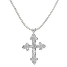 Cassis 18K White Gold with Diamonds Cross Pendant Necklace