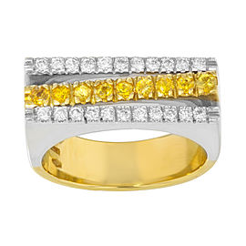 Salvini 18K Yellow & White Gold Diamonds & Yellow Sapphire Cocktail Ring Size 7