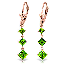 4.79 CTW 14K Solid Rose Gold Chandelier Earrings Peridot