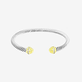 David Yurman Cable Classic Bracelet 18k Gold Pave Diamonds, 5mm