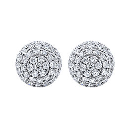 True Round Diamond Pave Stud Ball 6.62cts Earrings 18K White Gold