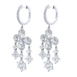 True Diamond Chandelier Ladies Earrings 3.85cts 18K White Gold