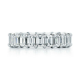 Rachel Koen Platinum Emerald Cut Diamond Eternity Band 5.17 cttw