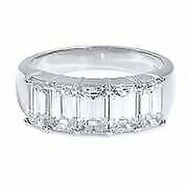 Rachel Koen Five Stone Diamond Anniversary Ring 2.57cts Platinum Size 6.5