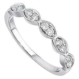 Rachel Koen 18K White Gold 0.25cts Genuine Diamond Pave Ladies Ring Size 6.5