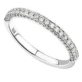 18K White Gold 0.30cts Genuine Diamond Pave Ladies Ring Size 6.5