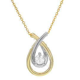 RK 14k Yellow Gold Chain 10k Yellow & White Gold Pendant Diamond Necklace 0.15ct