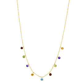 True Dangling Gemstone Strand Necklace14K Yellow Gold 16 Inches