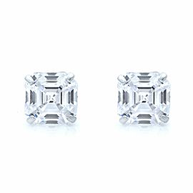 True 14K White Gold Asscher Cut Cubic Zirconia Stud Earrings 7mm