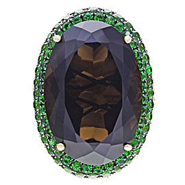 Rachel Koen 18K Yellow Gold Citrine Diamond Tsavorite Cocktail Ring Size 7.5