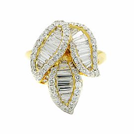 Rachel Koen 18K Yellow Gold Round and Baguette Diamonds 1.86cttw Ring