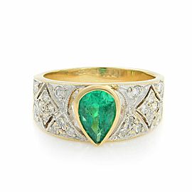 Rachel Koen 14K Yellow Gold Emerald 1.30cttw Diamond 0.50cttw Ring Size 6