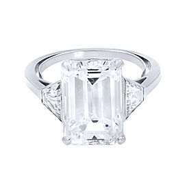 5.05ct Three Stone Emerald Cut Diamond Engagement Ring GIA