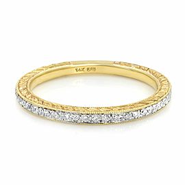 Rachel Koen Micro Set Pave Diamond Eternity Womens Ring 14K Yellow Gold 0.18cts