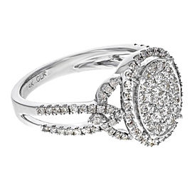 Rachel Koen Pave Diamond Halo Cluster Ring 14K White Gold 0.68cttw