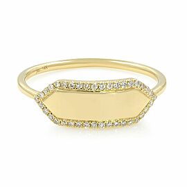 Rachel Koen Diamond Name Plate 14K Yellow Gold Engravable Ring