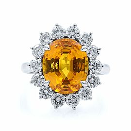 Rachel Koen 18K White Gold Yellow Oval Sapphire and Diamonds Ring Size 7