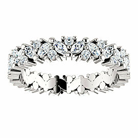 Rachel Koen 14K White 1 1/5 CTW Diamond Cluster Eternity Band Size 7