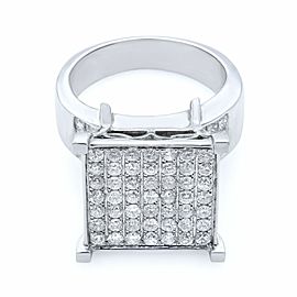 True 14K White Gold Diamond Cocktail Ring 2.00ct Size 7