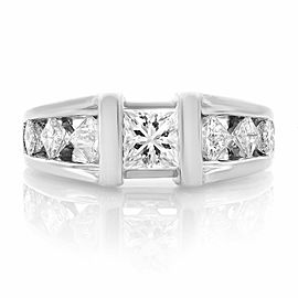 True 14K White Gold Diamond Princess Cut Women's Engagement Ring 2.61cts