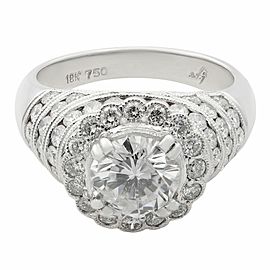 True 18K White Gold Round Cut Diamond Engagement Ring 2.73ct Size 6.25