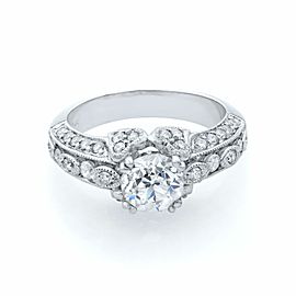 True 14K White Gold Round Cut Diamond Engagement Ring 1.65cts Size 7.25