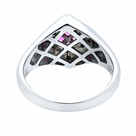 Rachel Koen 14K White Gold Ruby With Diamonds Ladies Ring Size 7