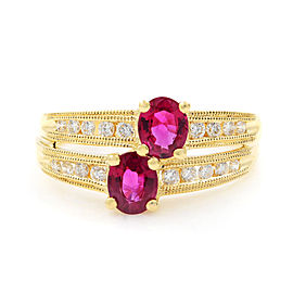 Rachel Koen Ruby Diamond Solid Yellow Gold 0.24cttw Ring Size 6.75