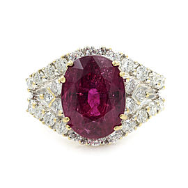 Rachel Koen Ruby Statement 18k white Gold Diamond Ring 6.4ct Size 7