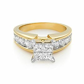 True 14K Yellow Gold Princess Cut Multi Shaped Engagement Ring Size 7