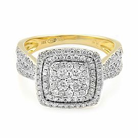 Rachel Koen 18K Yellow Gold Multi Diamond Halo Engagement Ring 0.95ct SZ 7