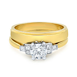 True Two Piece Diamond Engagement Ring Set 18K Yellow Gold 0.45cts Size 6