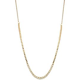 Rose Gold Diamond Prong Bolo Chain Ladies Necklace in 14K Rose Gold 1.40cts